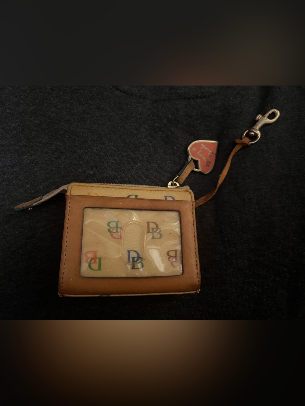 Leather ID Card Holder with Wrist Strap - Brown